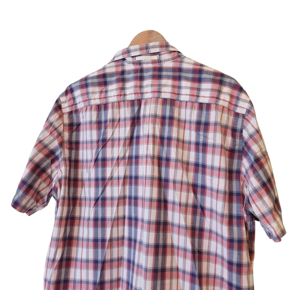 Levi's standard fit blue red  white button-down men's short-sleeve dress shirt - Picture 11 of 11